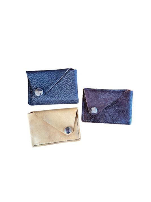 Leather snap card holder